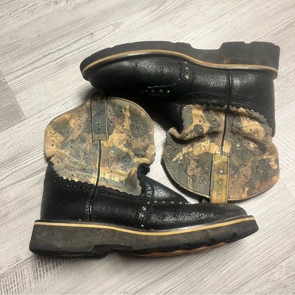 🤠 Ariat Phat Baby Camo Leather Original Western Boots - Size 9B - Picture 4 of 7